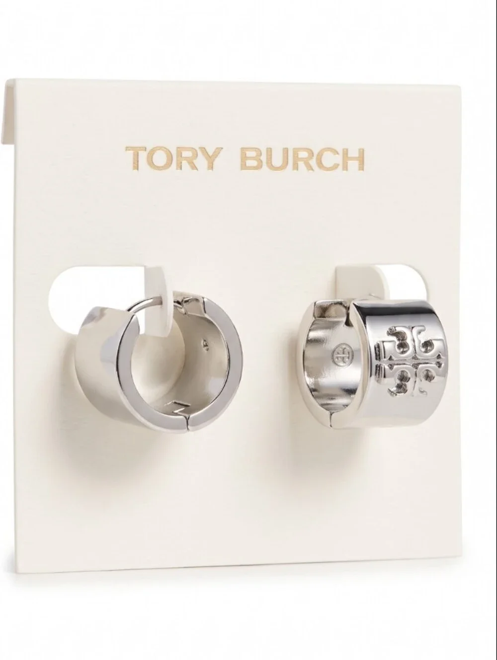Tory Burch Britten Huggie Small & Wide Hoops with Double T Logo